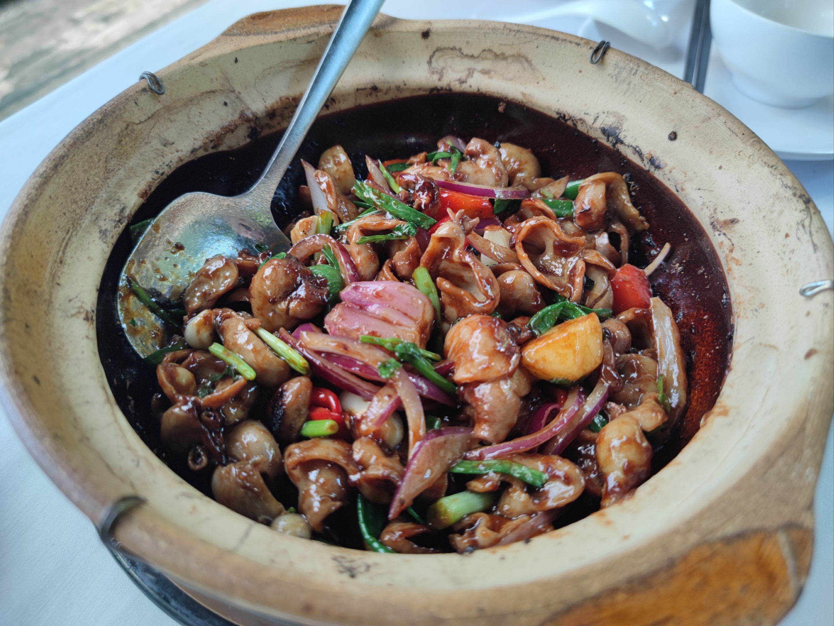 酱爆鱼扣酱香味浓,下饭.桑拿鸡原汁原味