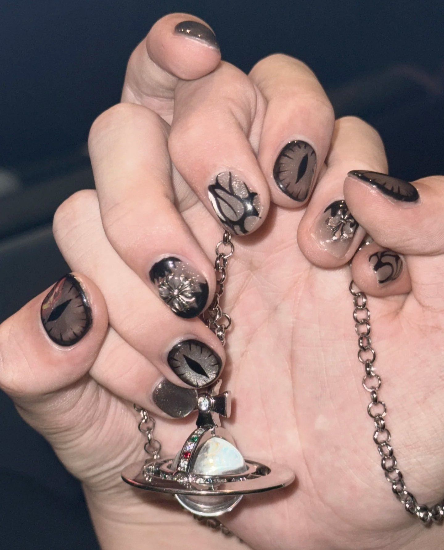 真的好好看 男生美甲#暗黑风美甲黑色美甲 #猫眼美