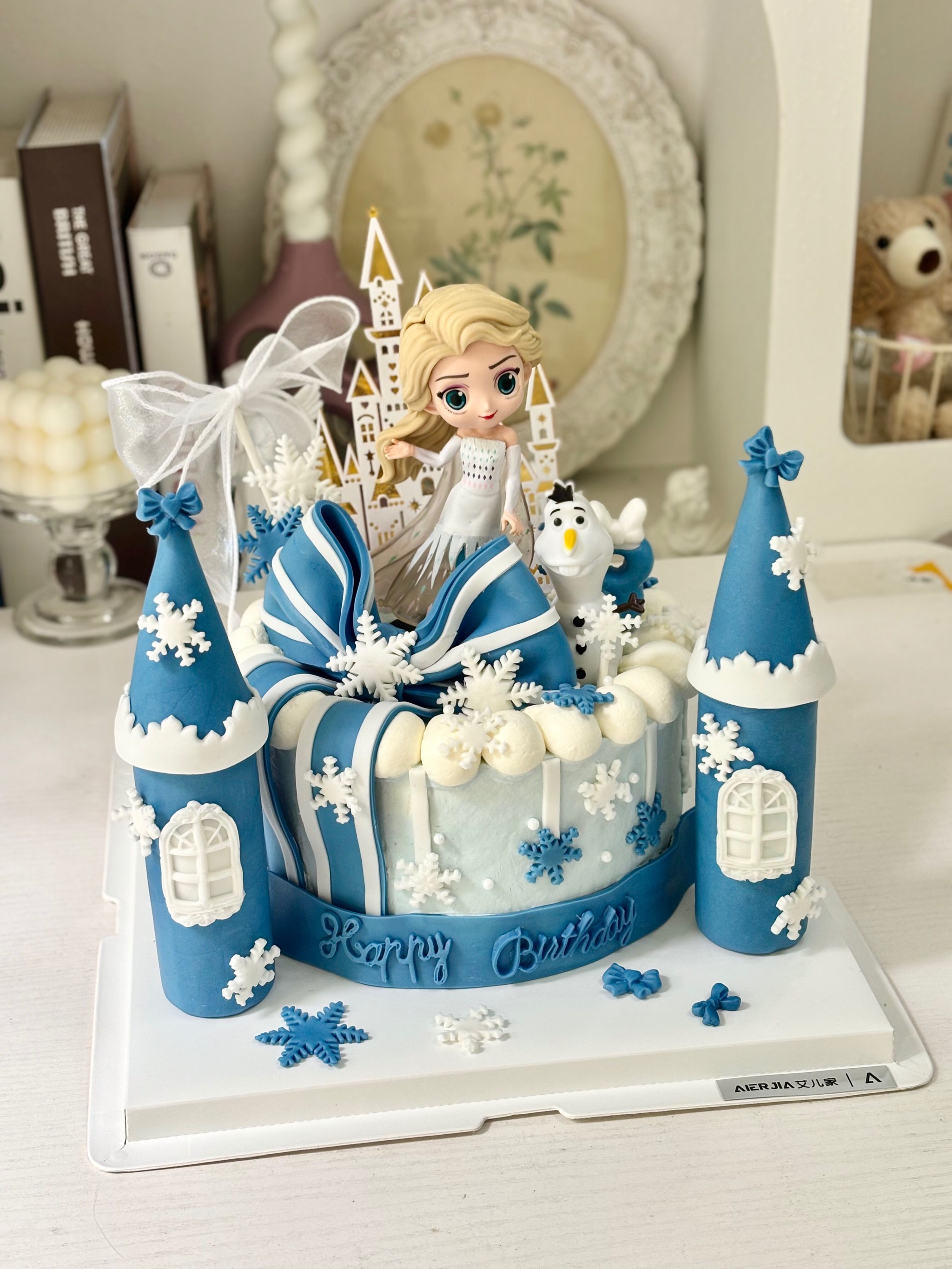 冰雪奇缘艾莎公主城堡场景蛋糕周岁女孩生日蛋糕