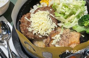 Cheese Beef Burger Steak with Chicken Cutlet