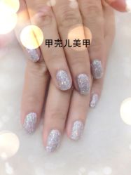 银灰色满手亮片 时尚闪亮-甲壳儿美甲美睫
