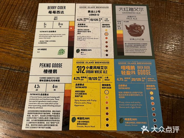 Goose Island Brewhouse鹅岛精酿啤酒餐厅菜单图片