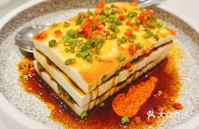 Century Egg and Minced Pork Tofu Sandwich