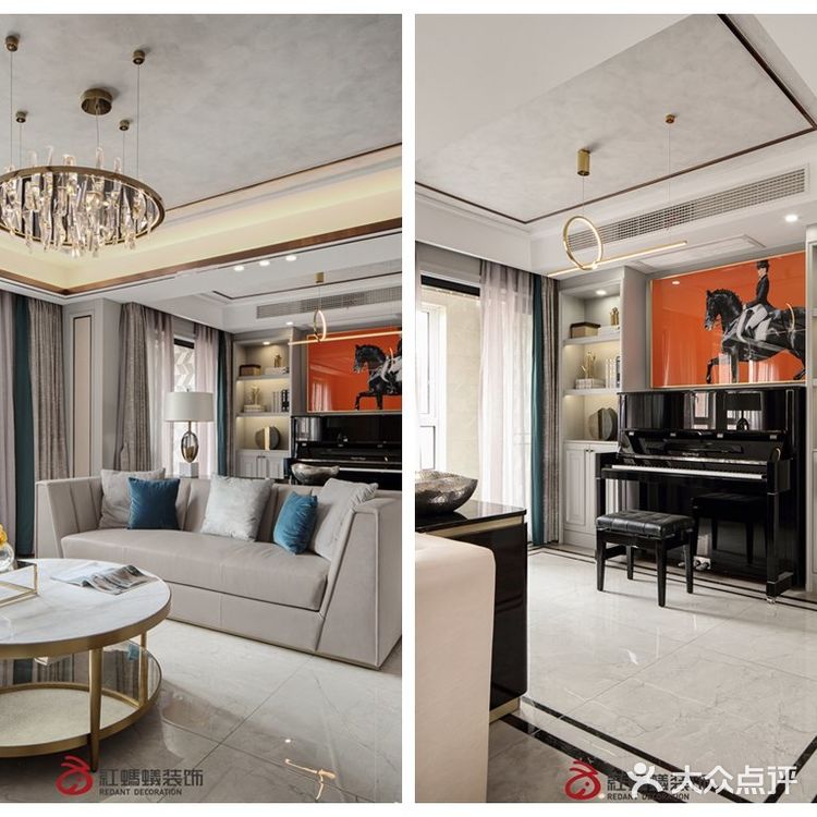 180㎡实景 | 大理石地板+黄铜软装，处处透着精致轻奢