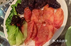 Steamed Rice with Preserved Sausage and Liver Sausage Platter