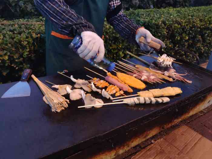 串串铁板烧-"偶然路过发现的路边摊,一家烤串,一家铁板.