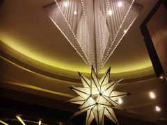 酒店入口高大上的水晶灯-威海会馆海鲜餐厅