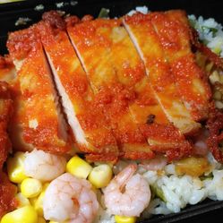 沈记雪花鸡排-姑苏便当(湖东店)的雪花鸡排奥尔良腿牌双拼虾仁菜饭好