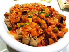羊肉茄子扒莜面-老阿妈蒙古村·蒙古包·草原文化·歌舞表演(老君堂店)