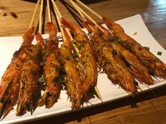 烤海虾-路边摊小炉子烧烤