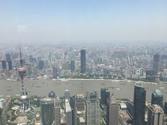 从环球金融中心俯瞰黄浦江畔-上海环球金融中心云端足球盛典
