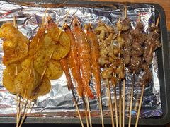 烤虾-路边摊小炉子烧烤