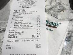 账单-关夫人餐厅(阳光广场店)