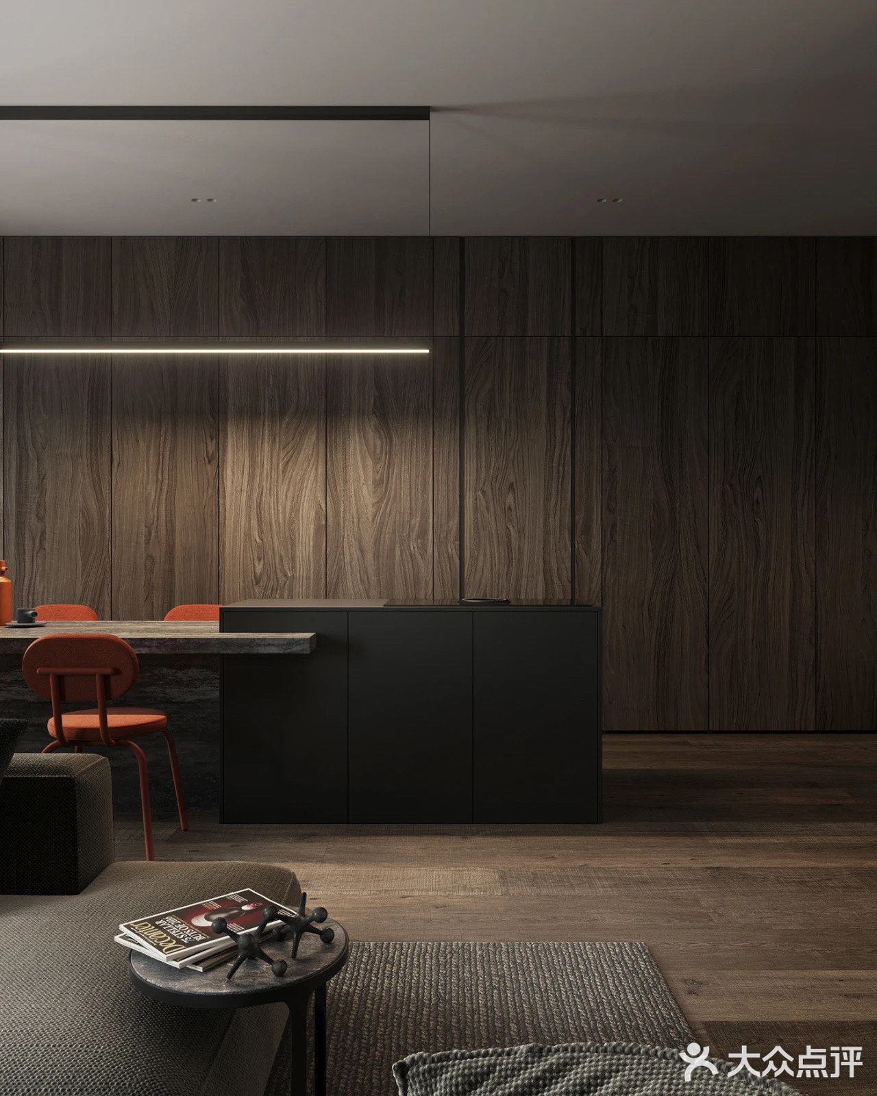 今日分享 原木灰+南瓜橙，74m²演绎大宅格调