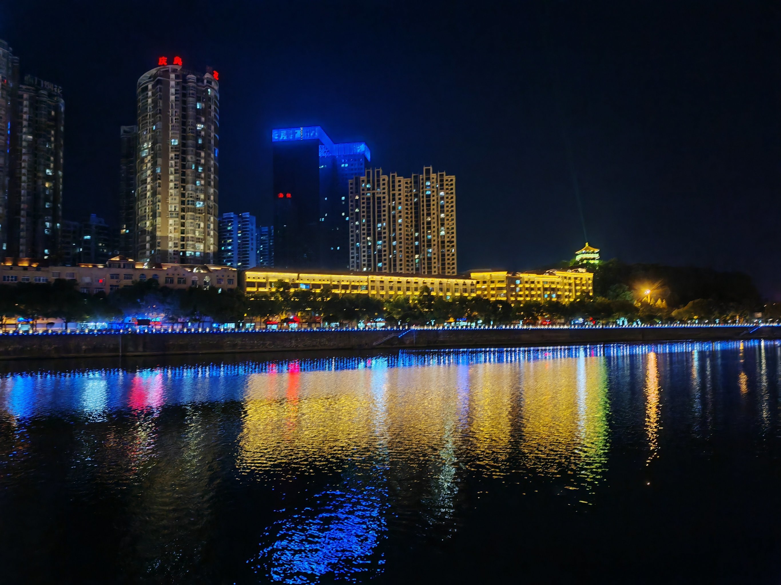 浏阳河夜景实拍照片图片