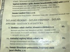 菜单-Krčma Šatlava