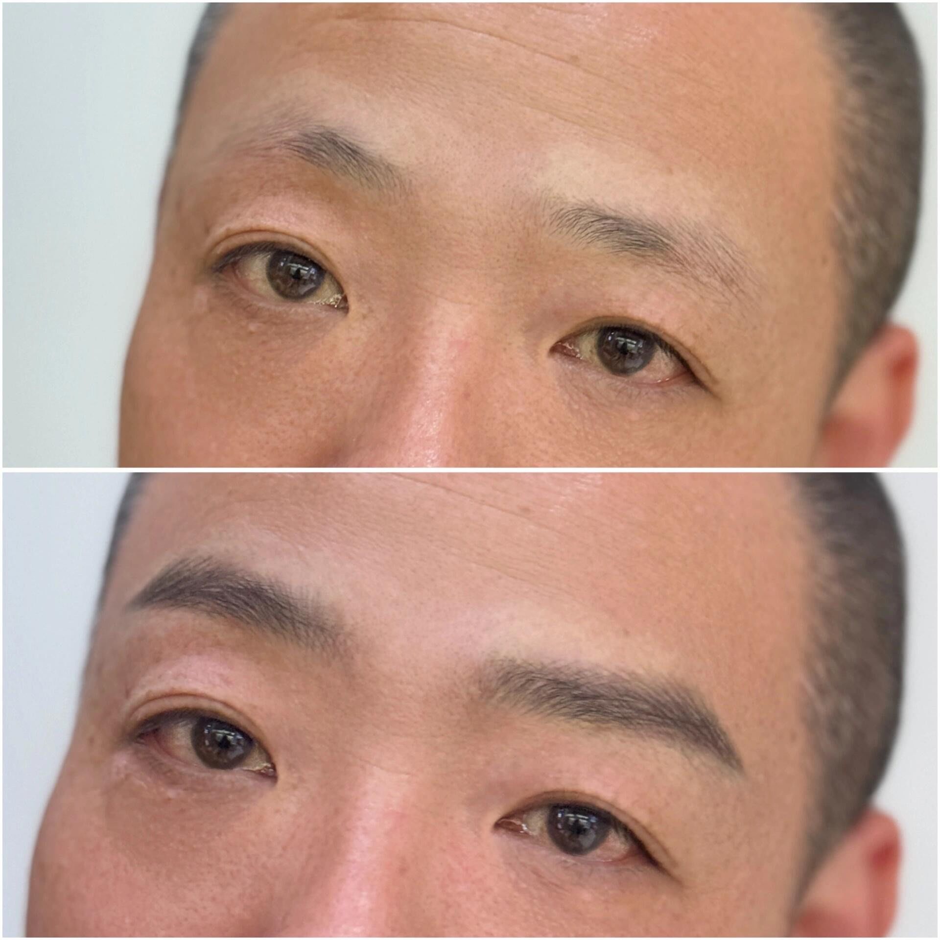 男士野生眉前后对比