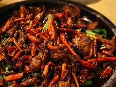 铁板韭菜牛肉-乡村小榭饭店