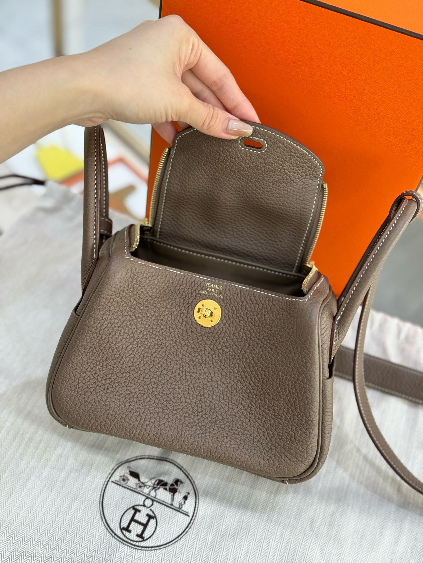 超美爱马仕大象灰mini lindy
