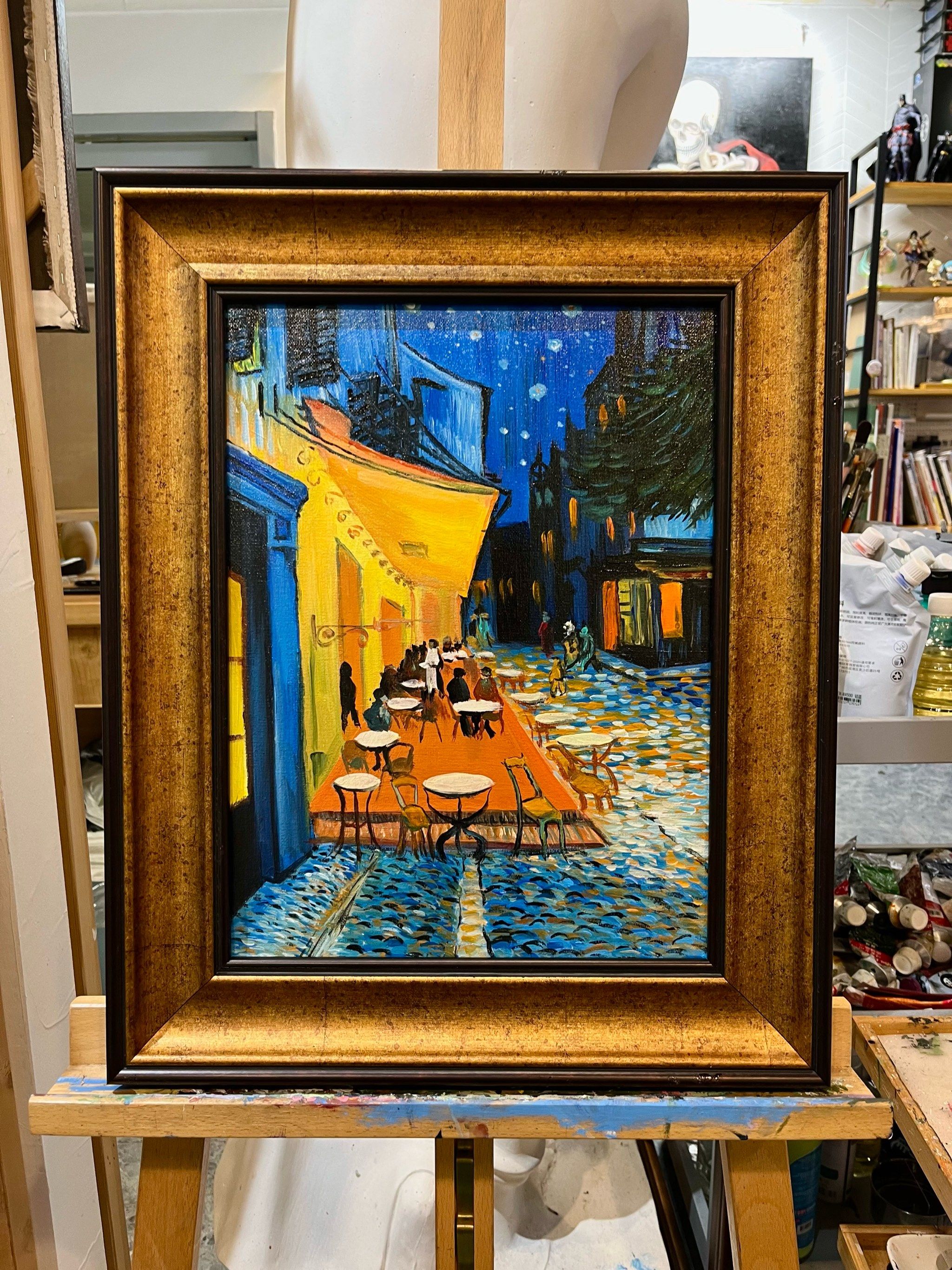 画室学员画了一张梵高的咖啡馆