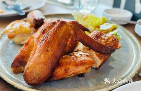 Herb-Roasted Chicken with Pear Mayonnaise and Mushrooms