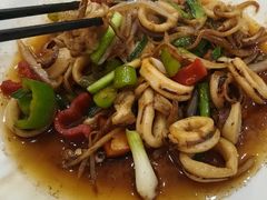 葱姜爆炒鱿鱼-覃记海鲜美食餐厅