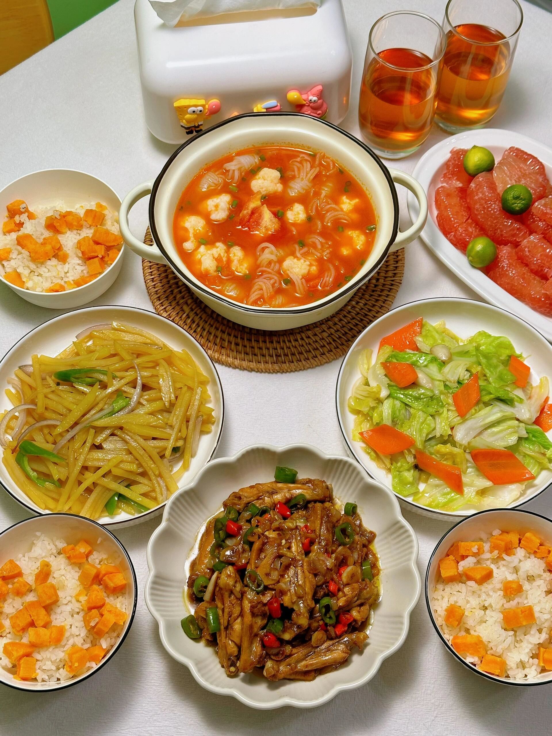 不点外卖,一家三口的家常晚餐