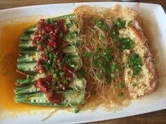 秋葵鲜虾双拼-東舍食唐精品陕菜馆