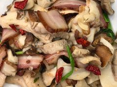 野生菌炒腊肉-聚福源·特色川菜馆·烤羊排