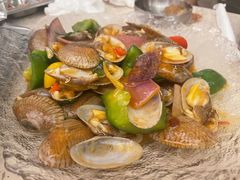 时椒炒花蛤-白仁仔· 活烤海鲜 宵夜(豫园店)