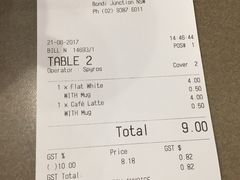 账单-Cosmopolitan Cafe Bondi Junction