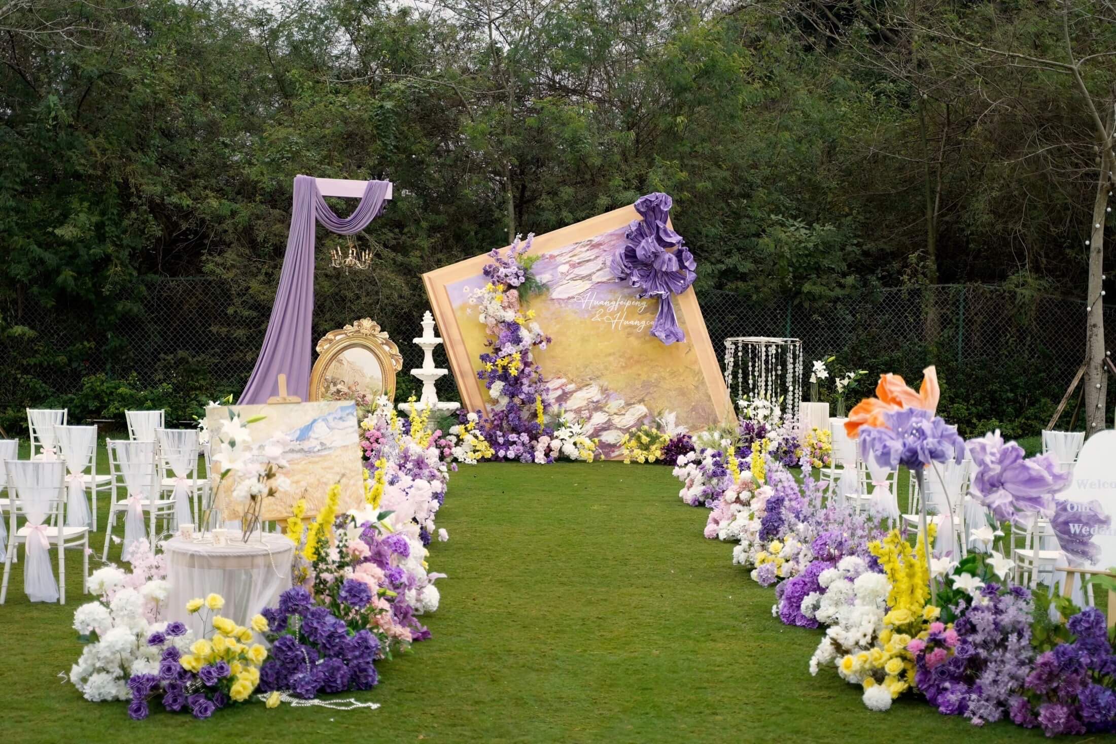 户外婚礼浪漫油画风婚礼布置