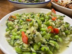 抱腌菜炒毛豆-芦茨金富饭庄·25年老字号·专做稻草鸡