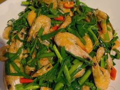 韭菜炒小河虾-烧肉馆(古北水镇景区店)