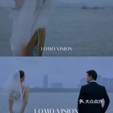 阴天下拍的电影感婚纱照🔵雾霾蓝太高级了