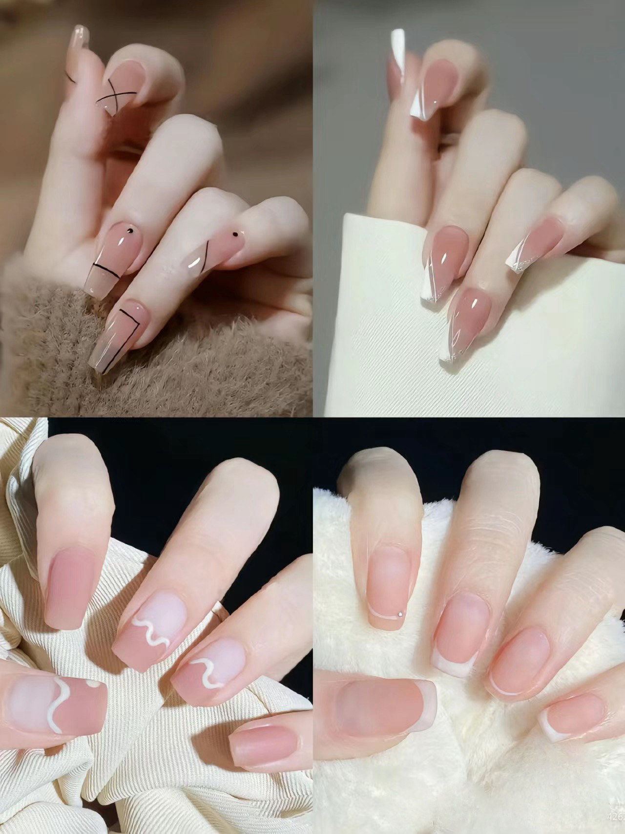 极简日常线条美甲