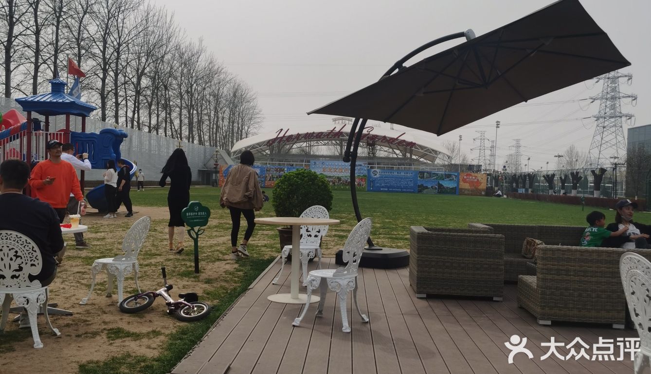 这家咖啡厅非洲风情草坪遛娃