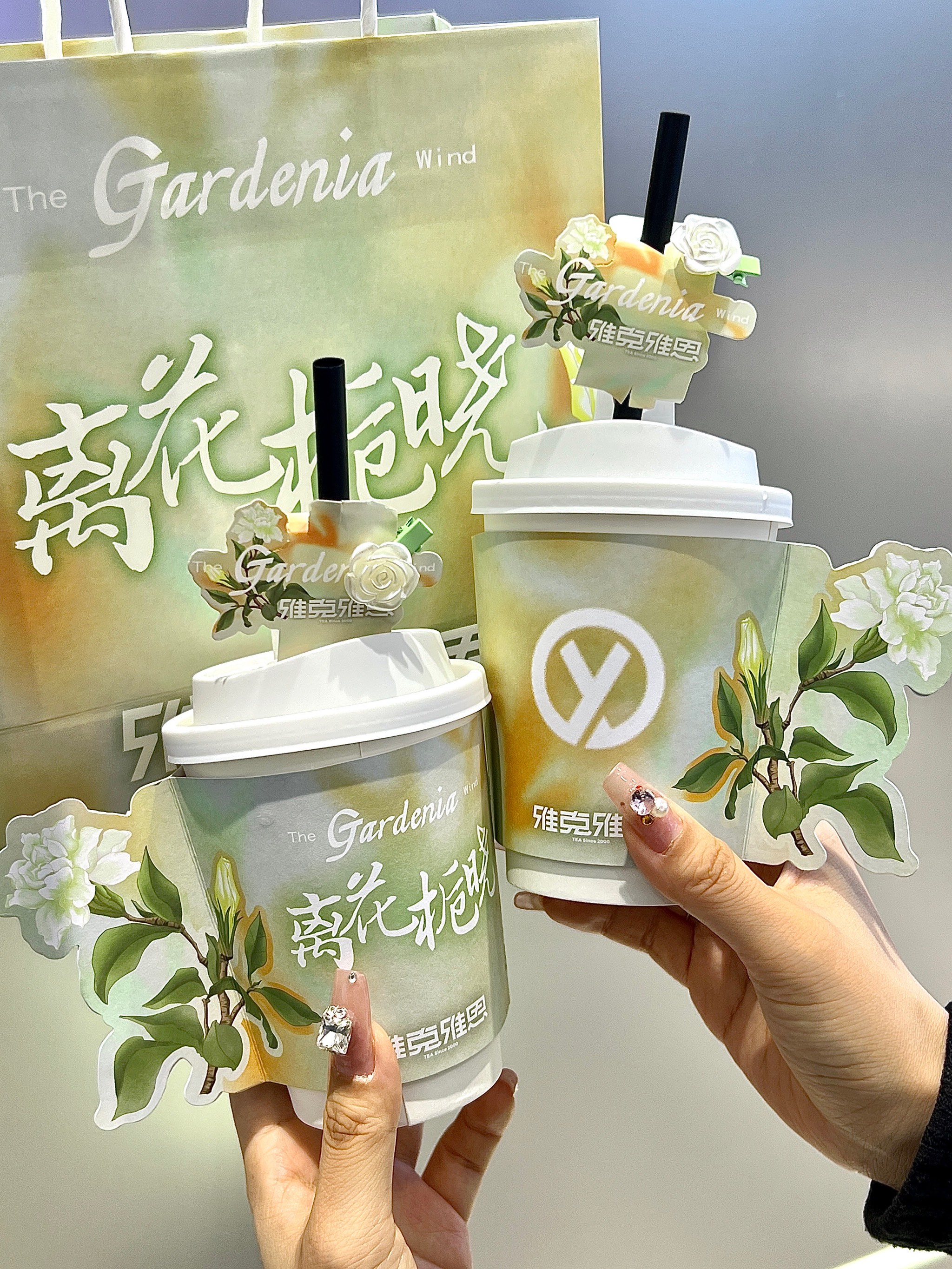 他的栀子花奶茶椰果图片