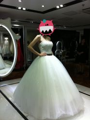 第二套出门纱&nbsp;咖啡腰带-韩国天使嫁衣婚纱礼服馆(上海旗舰店)