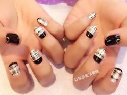 镶钻 手绘 格纹-挚爱美甲Bloved Nail