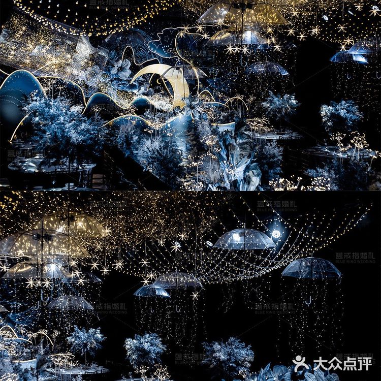 美到爆的蓝色星空主题婚礼现场布置[礼花][礼花]