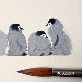 水彩笔中的企鹅🐧，可爱极了[亲亲]！