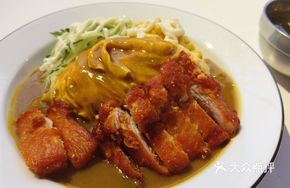 Crispy Fried Chicken Cutlet Curry Omelette Rice