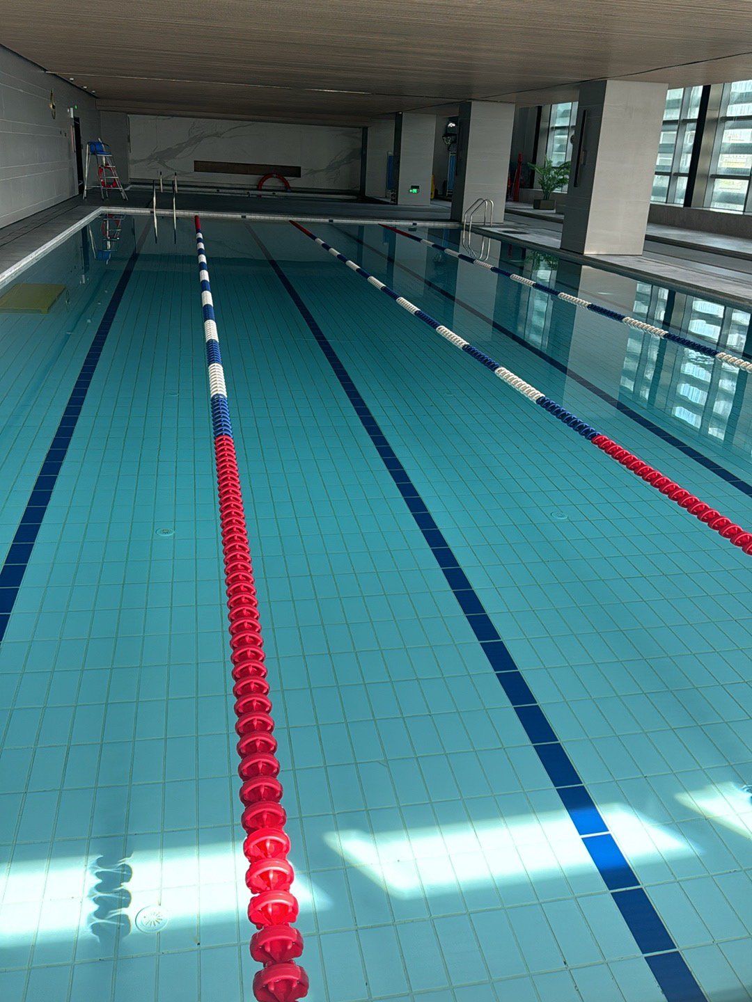 环境很好,泳池宽敞明亮,水质看起来很干净