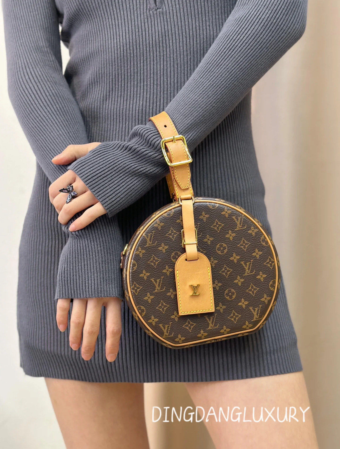 lv老花硬圆饼单肩斜挎手提包 包型挺括 19