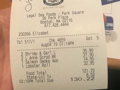 账单-Legal Sea Foods - Park Square