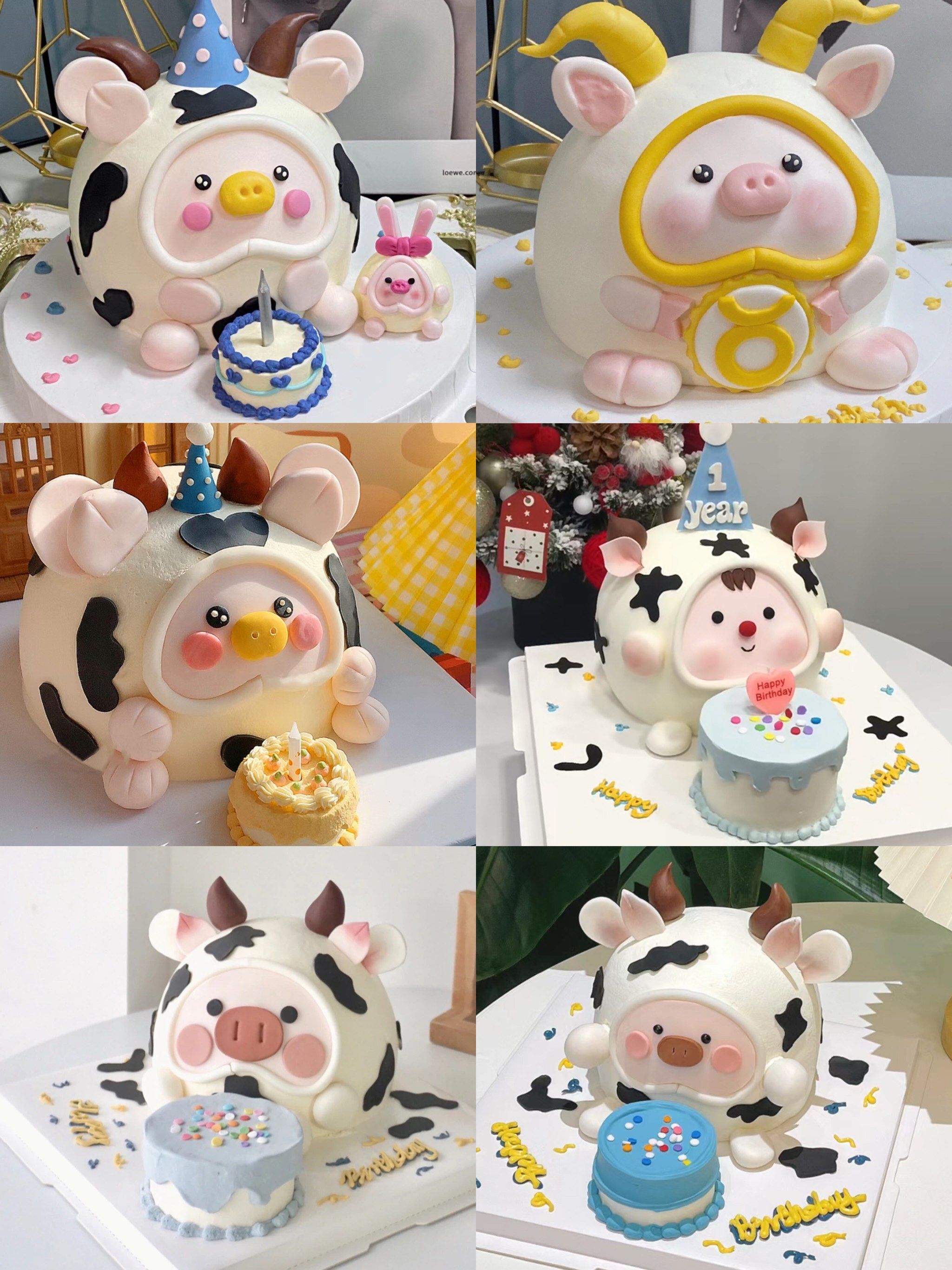 金牛座蛋糕合集 小牛立体蛋糕 勇敢牛牛不怕困难