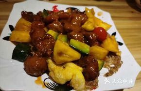 Fruit Sweet and Sour Pork with Fried Egg