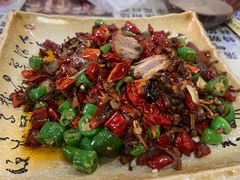 鸡油菌炒坛子肉-宋记冕宁土菜馆(海门渔村二店)