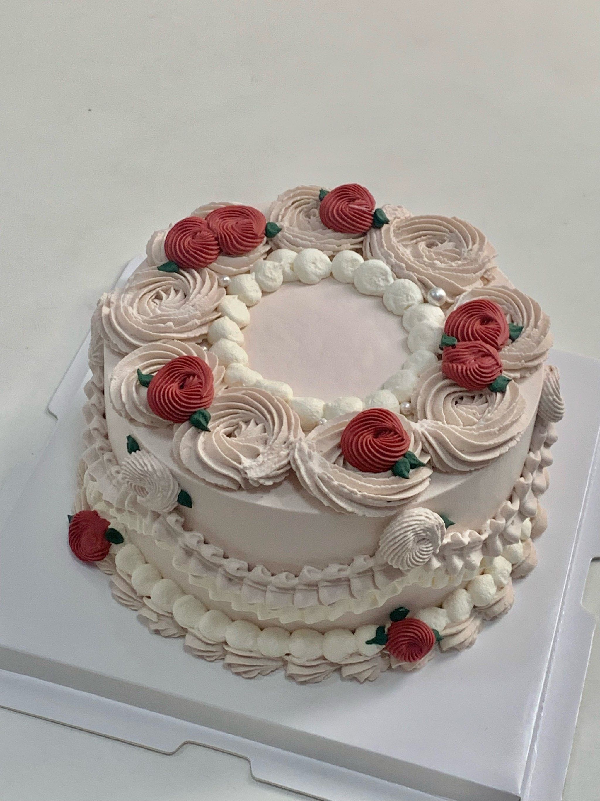 🧶天津复古温柔裱花纪念日女生生日蛋糕